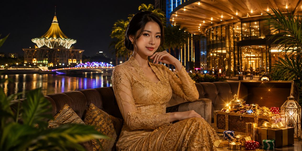 Pemain Kuching dalam pakaian kebaya menikmati bonus deposit eksklusif kasino